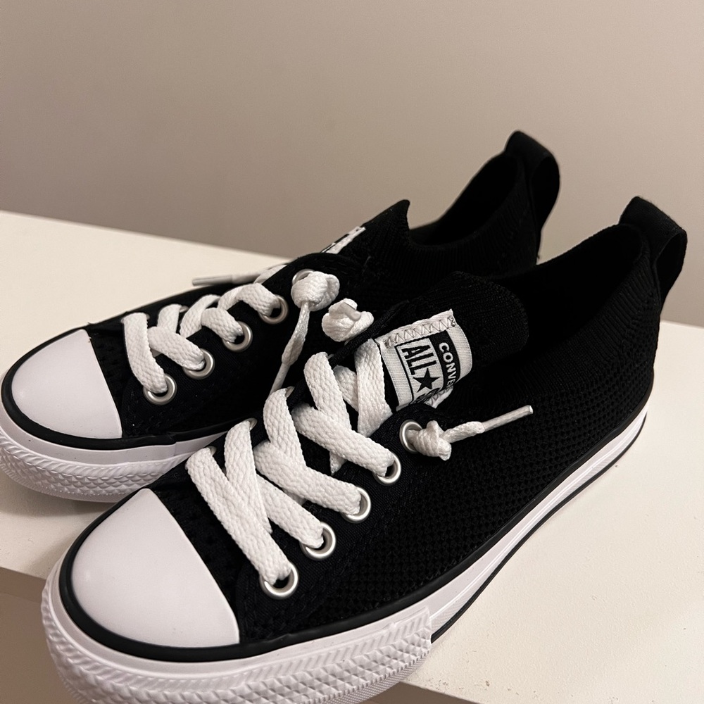 Converse Classic Black and White Knit slip on.